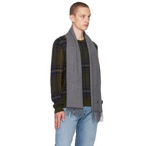 Polo Ralph Lauren Grey Burgundy Lambswool Scarf